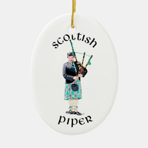 Ornamento De Cerâmica Piper escocês - Xadrez de turquesa