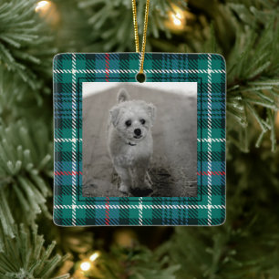 Ornamento De Cerâmica Píquete de fotos de Natal da Xadrez Tartan Clássic