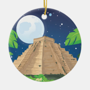 Ornamento De Cerâmica Pirâmide Aztec