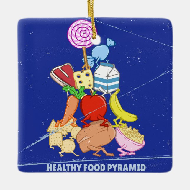 Ornamento De Cerâmica Pirâmide de alimentos saudáveis ilustração de dese (Frente)