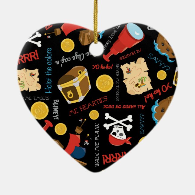 Ornamento De Cerâmica Pirata do Partido da Ilha do Tesouro (Verso)