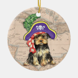 Ornamento De Cerâmica Pirata Yorkie