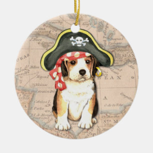 Ornamento De Cerâmica Pirate Hat Beagle