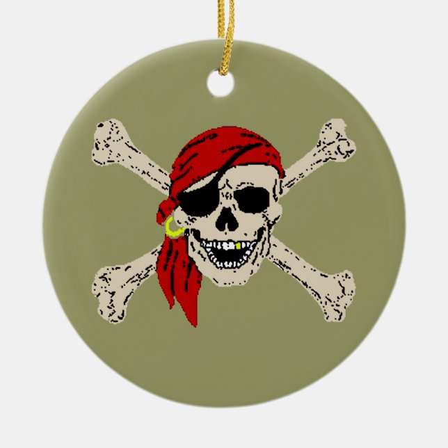 Ornamento De Cerâmica Pirate Jolly Roger (Frente)