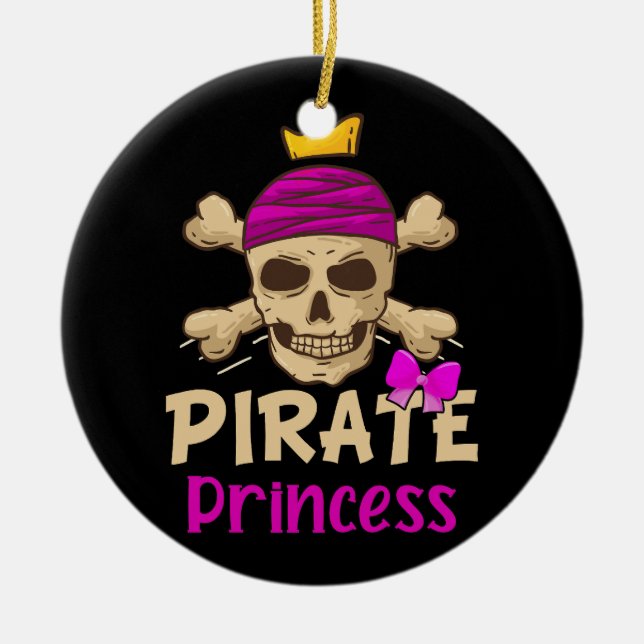 Ornamento De Cerâmica Pirate Princess Halloween Costume Crossbone Skull (Frente)