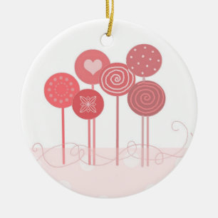 Ornamento De Cerâmica Pirulitos Rosa