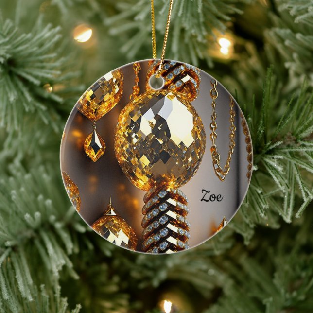 Ornamento De Cerâmica Pisca! Bonitas joias caos em ouro (Árvore)