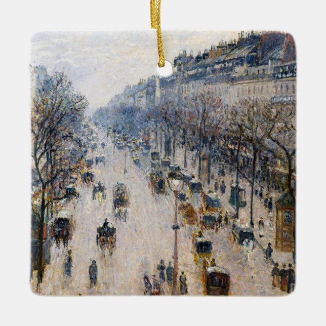 Ornamento De Cerâmica Pissarro - Boulevard Montmartre, Winter Morning (Frente)