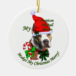 Ornamento De Cerâmica Pit Bull Terrier Natal Americano
