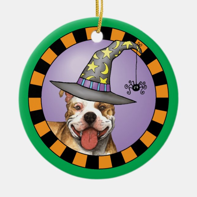Ornamento De Cerâmica Pit Bull Witch (Frente)