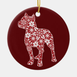 Ornamento De Cerâmica Pitbull, flocos de neve do Natal de Boho