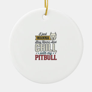 Ornamento De Cerâmica Pitbull Vintage Fique Em Casa E Relaxe Amante De C