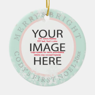 Ornamento De Cerâmica PixDezines nossas primeiras cores do Natal