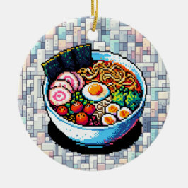 Ornamento De Cerâmica Pixel Art Ramen Noodles