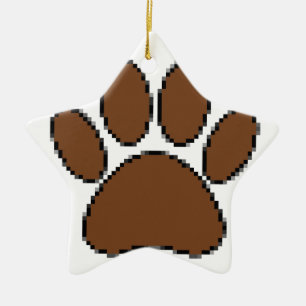 Ornamento De Cerâmica Pixel Dog Paw Print
