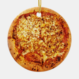 Ornamento De Cerâmica Pizza de enchido de feliz de Crustmas Profundo