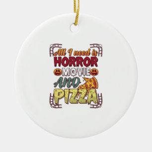 Ornamento De Cerâmica Pizza de Filme de Terror Halloween Abóbora Crânio