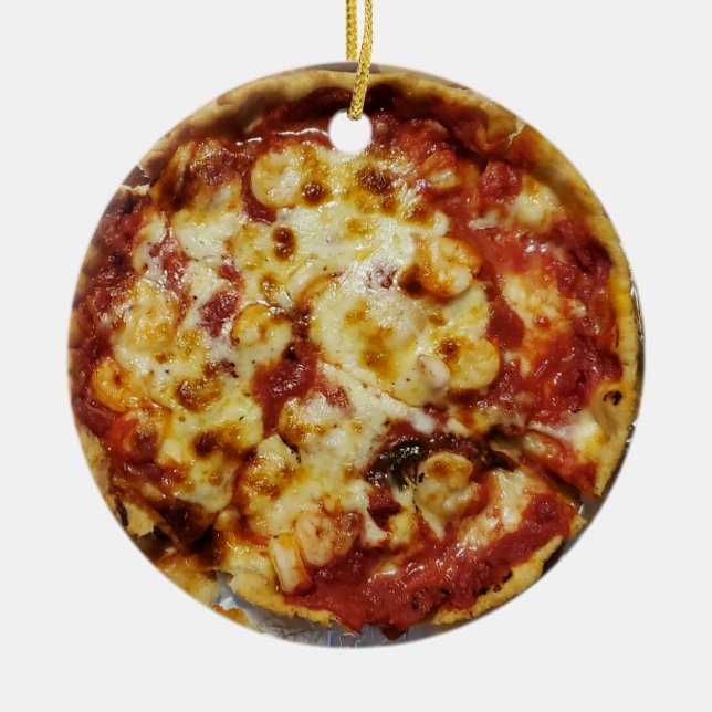 Ornamento De Cerâmica Pizza de Pizza Profunda de Camarão Cheiroso (Frente)
