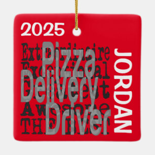 Ornamento De Cerâmica Pizza Delivery Driver Extraordinaire CUSTOM