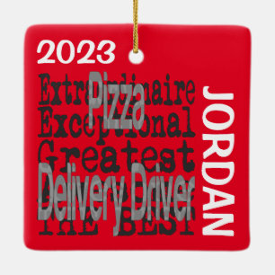 Ornamento De Cerâmica Pizza Delivery Driver Extraordinaire CUSTOM