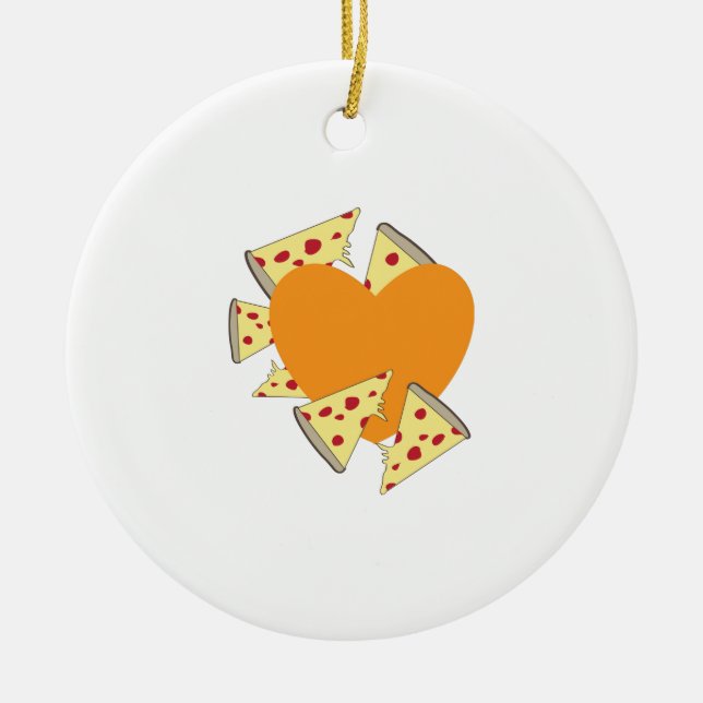 Ornamento De Cerâmica Pizza do coração (Frente)