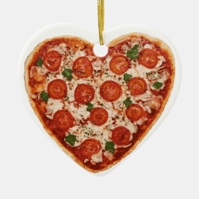 Ornamento De Cerâmica pizza em forma de coração (Frente)