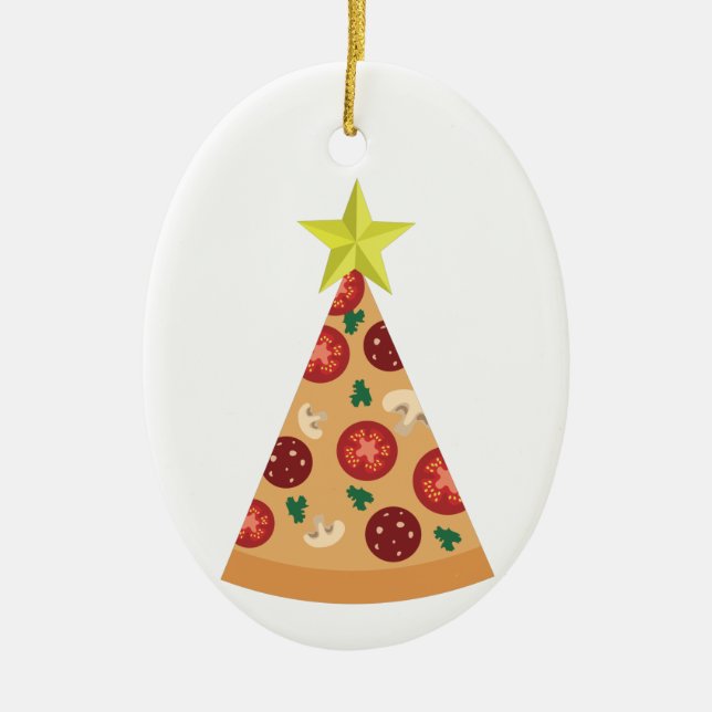 Ornamento De Cerâmica pizza feia árvore de natal engraçada (Frente)