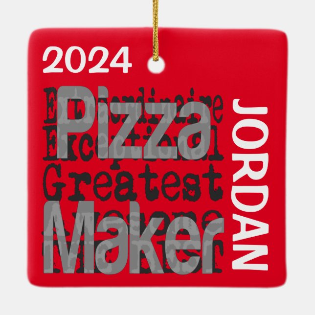 Ornamento De Cerâmica Pizza Maker Extraordinário PERSONALIZADO (Verso)