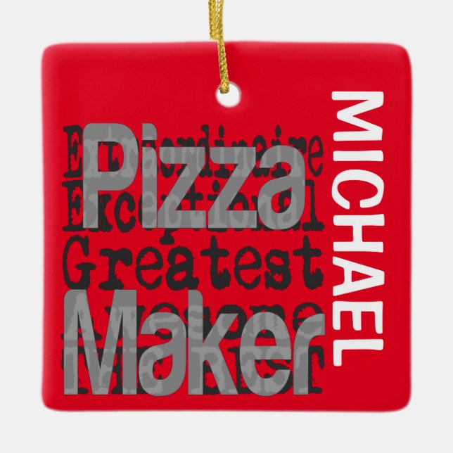 Ornamento De Cerâmica Pizza Maker Extraordinário PERSONALIZADO (Frente)
