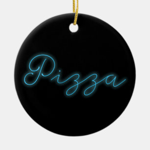 Ornamento De Cerâmica Pizza Neon Glow