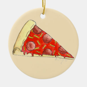 Ornamento De Cerâmica Pizza Party Pepperoni Cheese New York Pizzaria