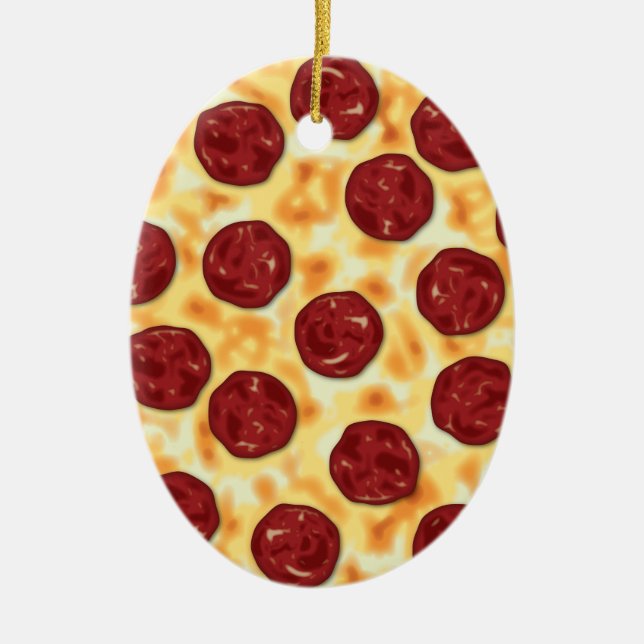 Ornamento De Cerâmica Pizza Pepperoni (Frente)