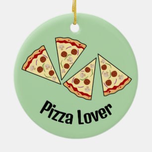 Ornamento De Cerâmica Pizza Slices Design Ornament