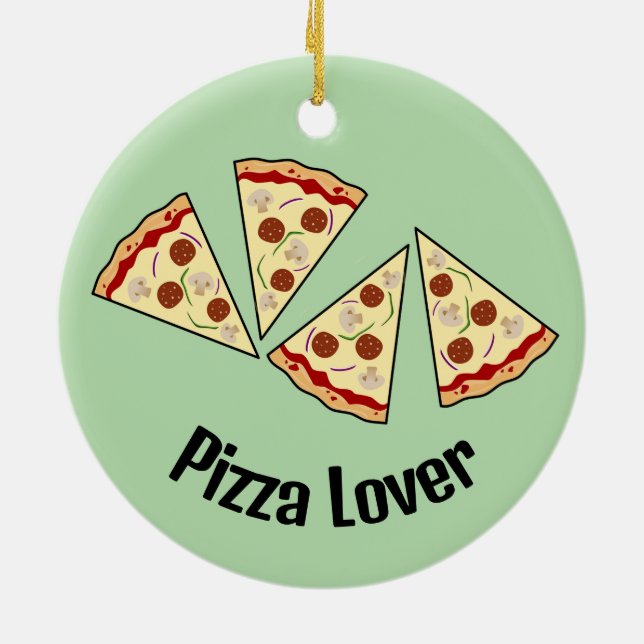 Ornamento De Cerâmica Pizza Slices Design Ornament (Traseira)