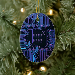 Ornamento De Cerâmica Placa de Circuito de Computador Azul Legal