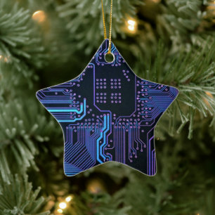 Ornamento De Cerâmica Placa de Circuito de Computador Azul Legal