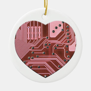 Ornamento De Cerâmica Placa de Circuito de Coração Vermelho para o Dia d