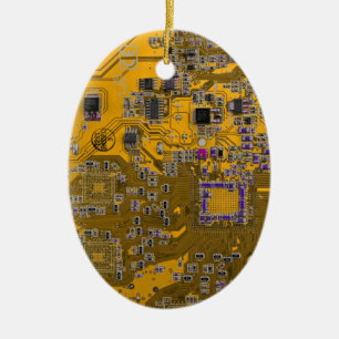 Ornamento De Cerâmica Placa de Circuito de Geeks de Computador Laranja C
