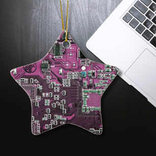 Ornamento De Cerâmica Placa de Circuito de Geeks de Computador Roxa