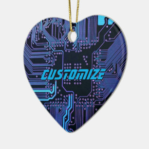 Ornamento De Cerâmica Placa de Circuito PCB Azul Cibernética Personaliza