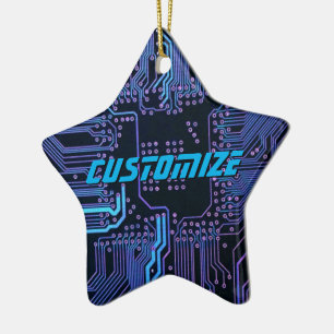 Ornamento De Cerâmica Placa de Circuito PCB Azul Cibernética Personaliza