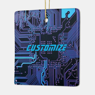 Ornamento De Cerâmica Placa de Circuito PCB Azul Cibernética Personaliza