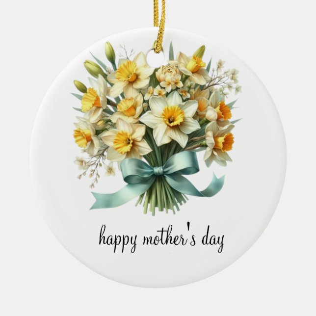 Ornamento De Cerâmica placa de dia de as mães simples e feliz (Frente)