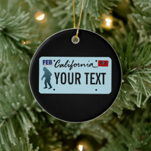 Ornamento De Cerâmica Placa de Licença Sasquatch da Califórnia