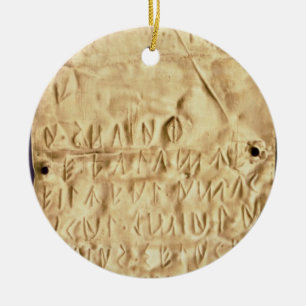 Ornamento De Cerâmica Placa Dourado com "breve" inscrição de Etruscan,