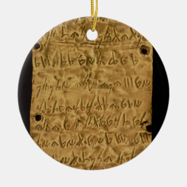 Ornamento De Cerâmica Placa Dourado com inscrição do Phoenician, do (Frente)