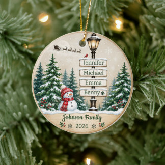 Ornamento De Cerâmica Placa Personalizada de Natal para Árvore de Famíli