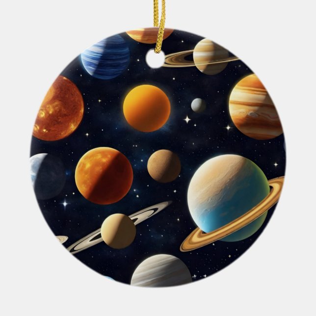 Ornamento De Cerâmica Planetas espaciais externos 2 (Frente)