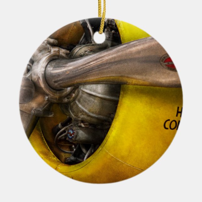 Ornamento De Cerâmica Plano - Piloto - Prop - Twin Wasp (Frente)