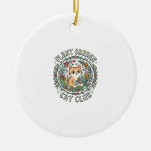 Ornamento De Cerâmica Planta Jardim Gato Design Engraçado Amante de Gato